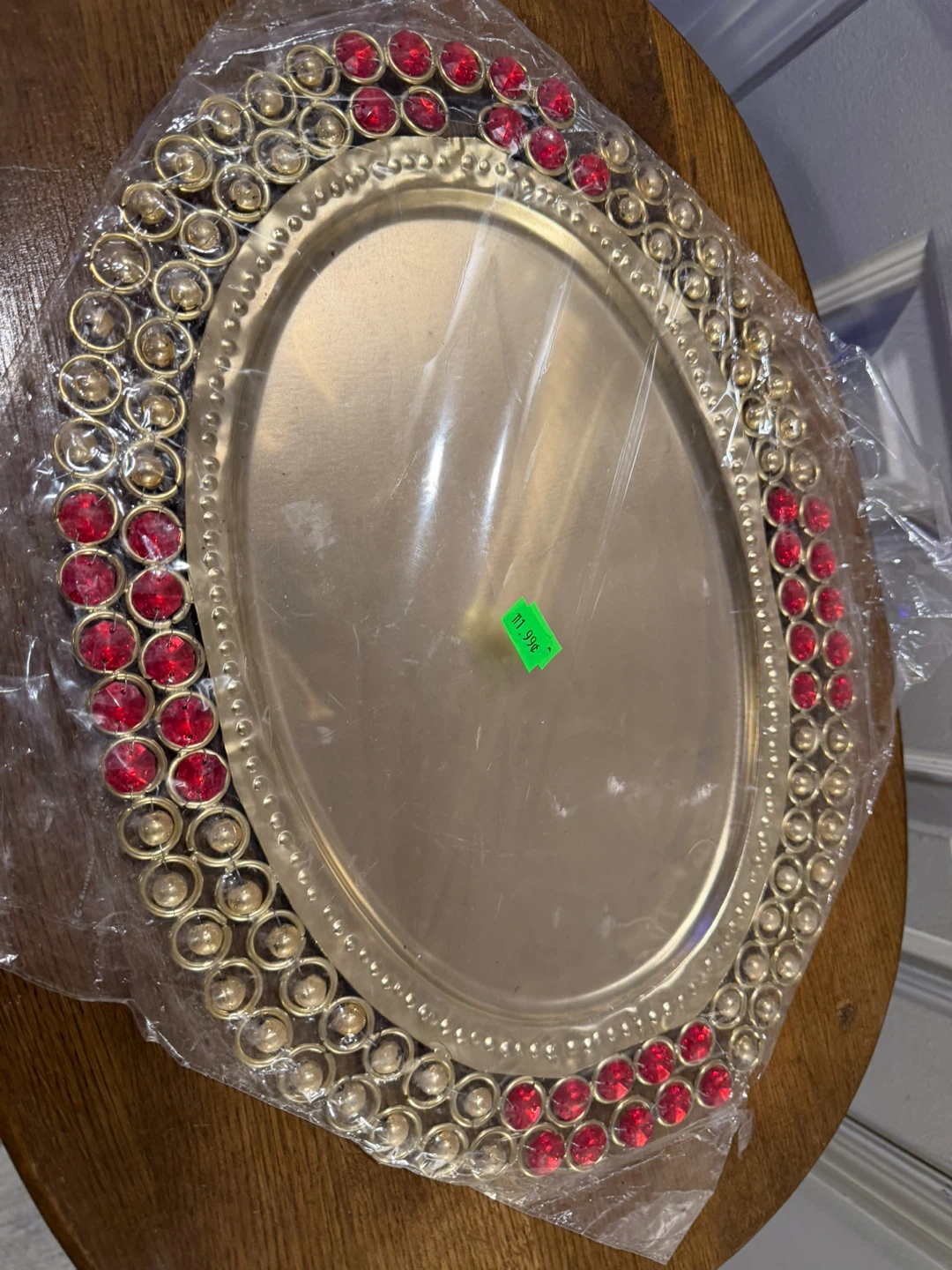 Decorative Serving Tray with Red and Clear Gems - photo 4