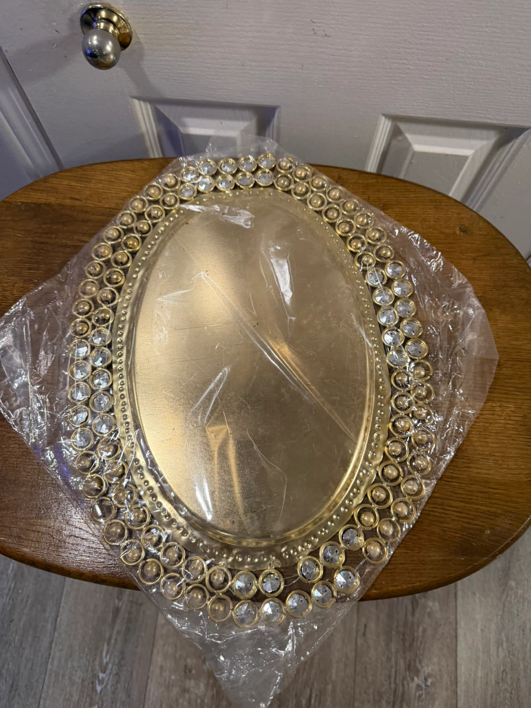 Decorative Serving Tray with Red and Clear Gems - photo 3
