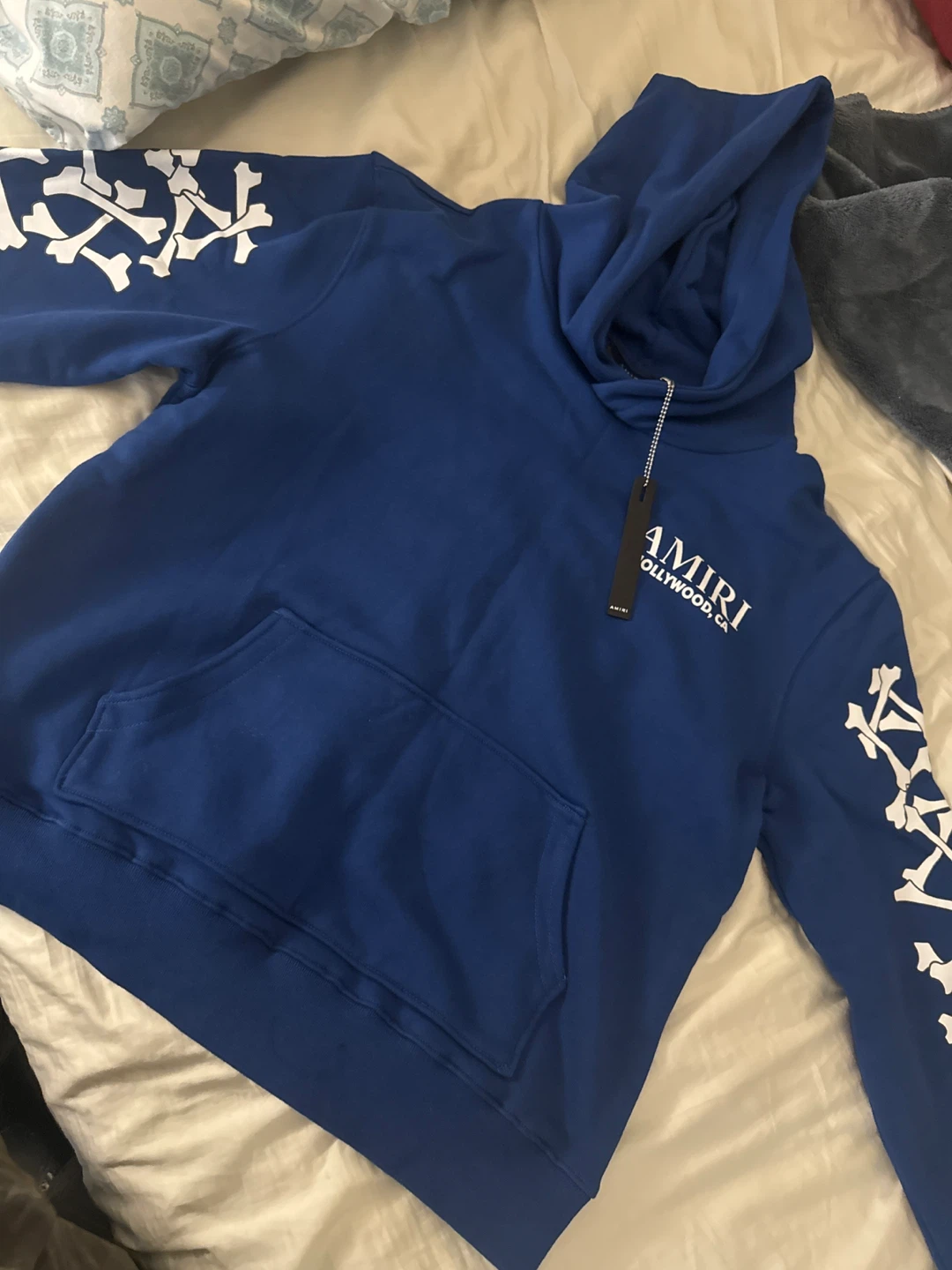 AMIRI Hollywood, CA Blue Bone Print Hoodie