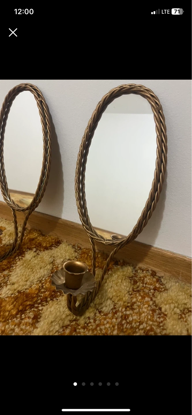 2 Vintage Oval Mirrors with Candle holder - photo 2