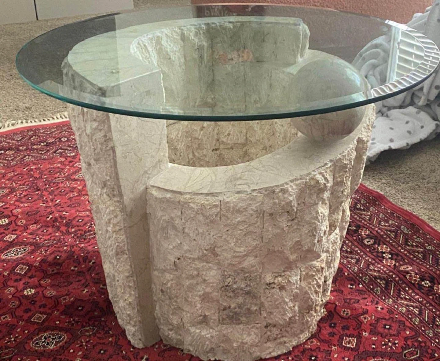 Glass Top Coffee Table with Sculptural Stone Base - photo 4