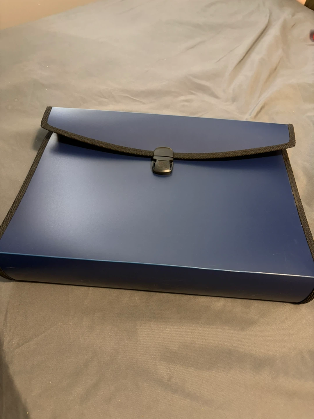 Blue Accordion Document Folder with Handle
