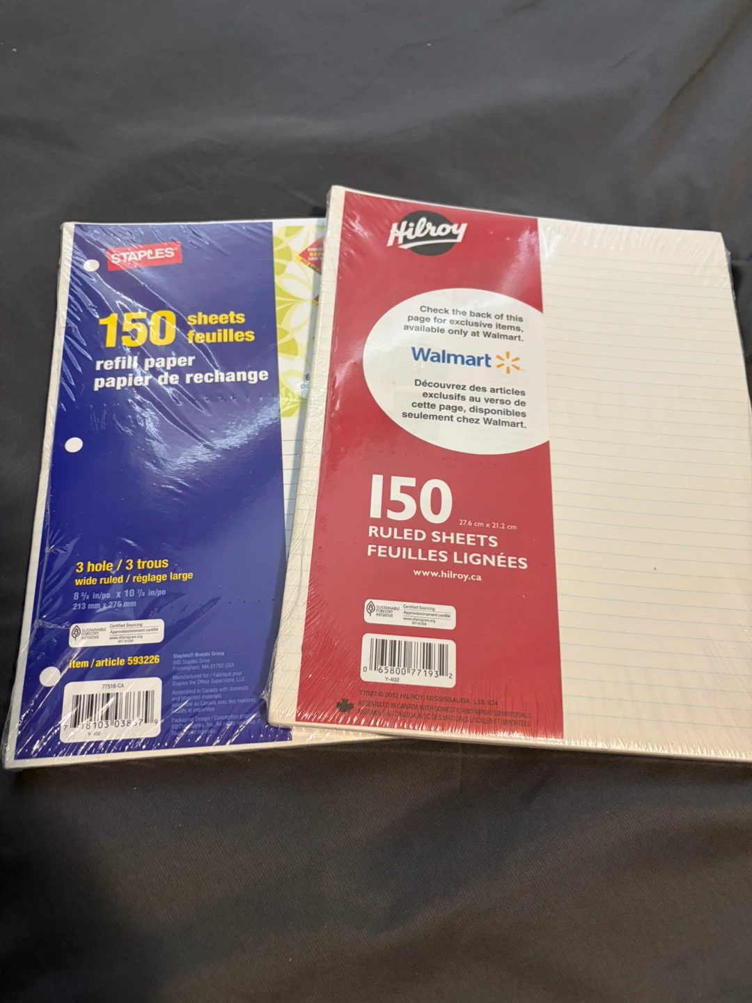 Staples & Hilroy 150 Sheet Refill Paper (3 Hole, Wide Ruled)