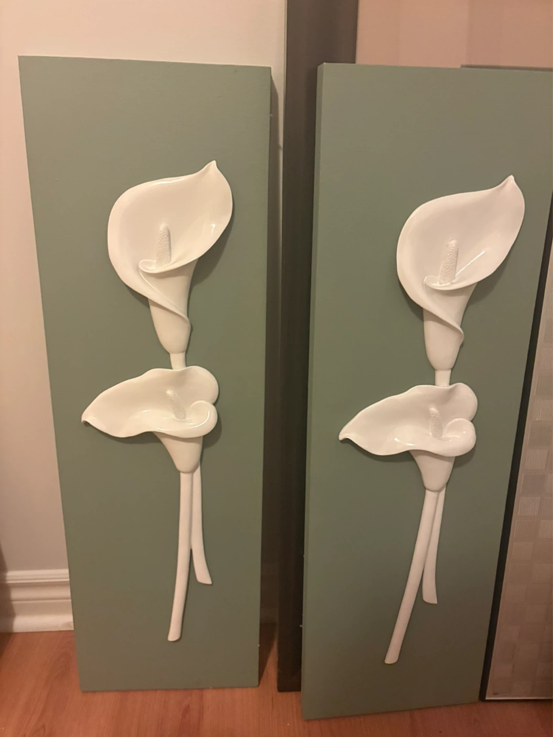 Set of 2 White Lily Wall Art Panels