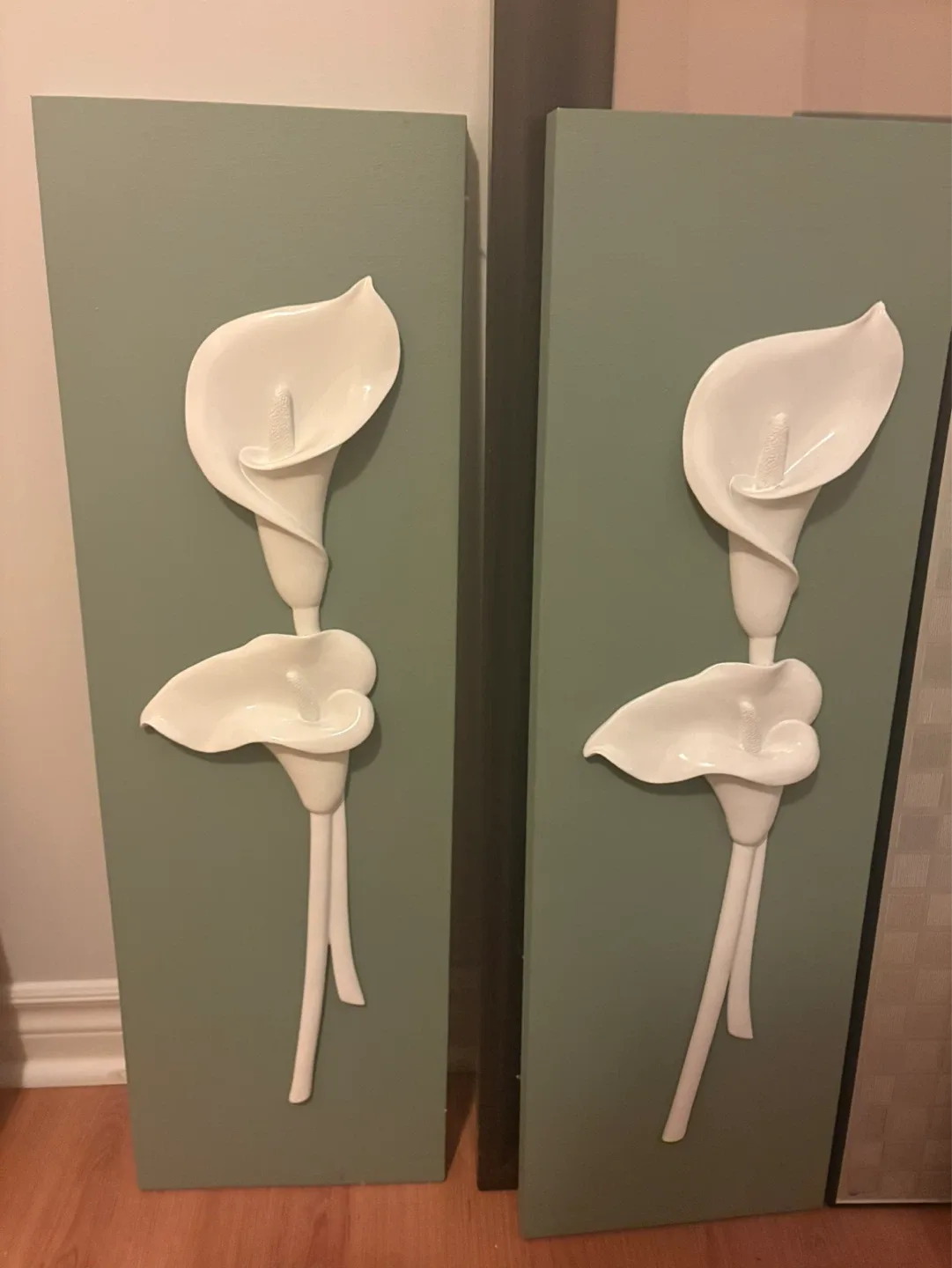 Set of 2 White Lily Wall Art Panels
