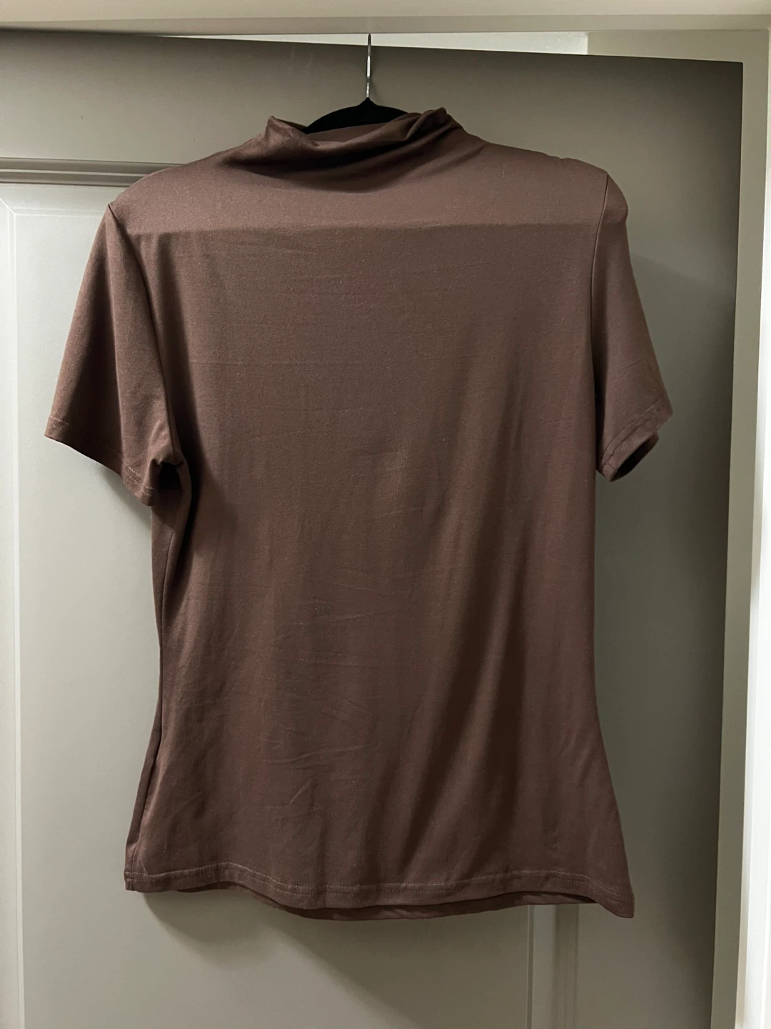 Brown & White  Mock Neck T-Shirt