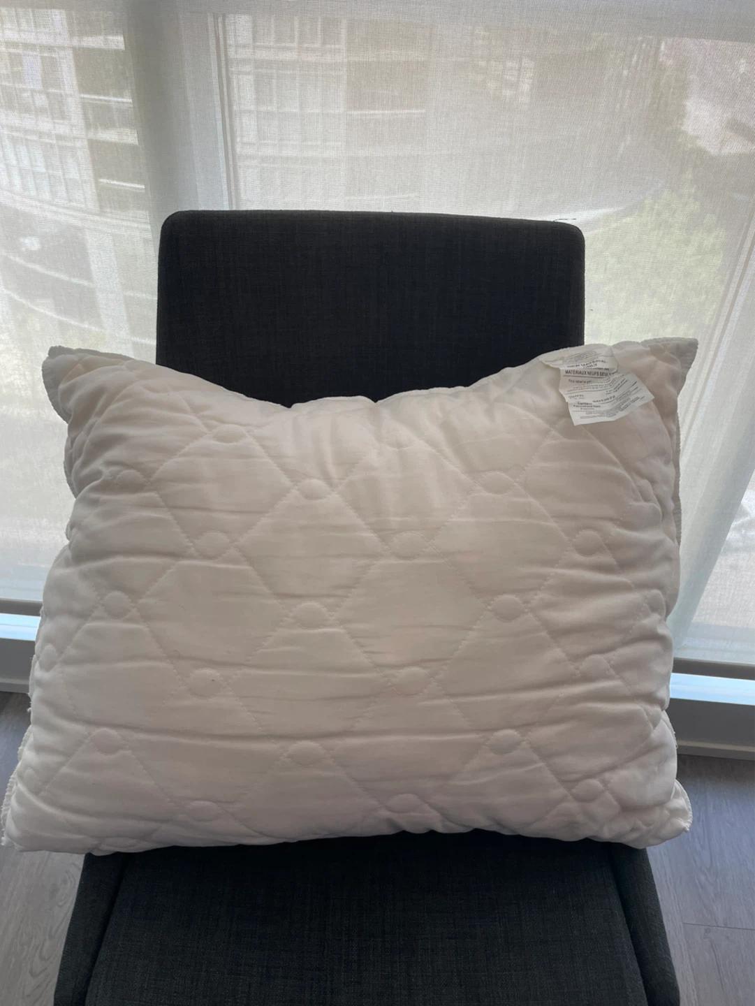 2 White Quilted Pillows
