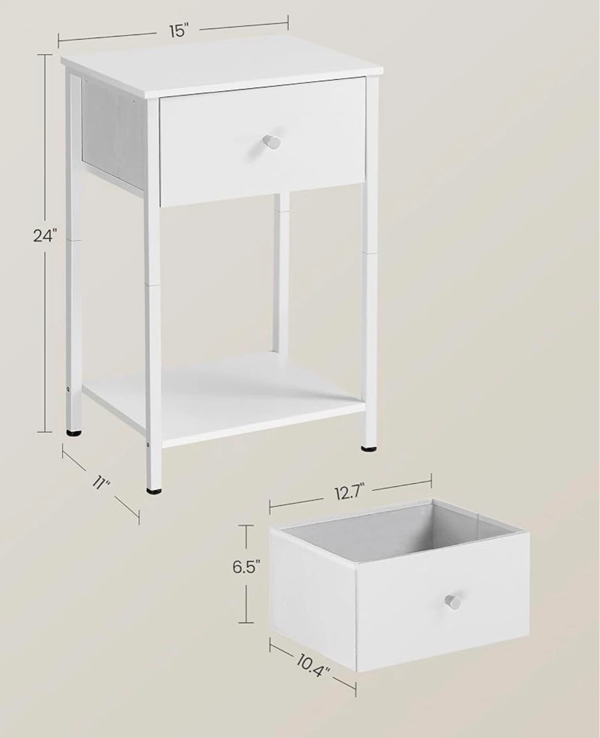 White 1-Drawer Nightstand End Table (Set of 2) - photo 2