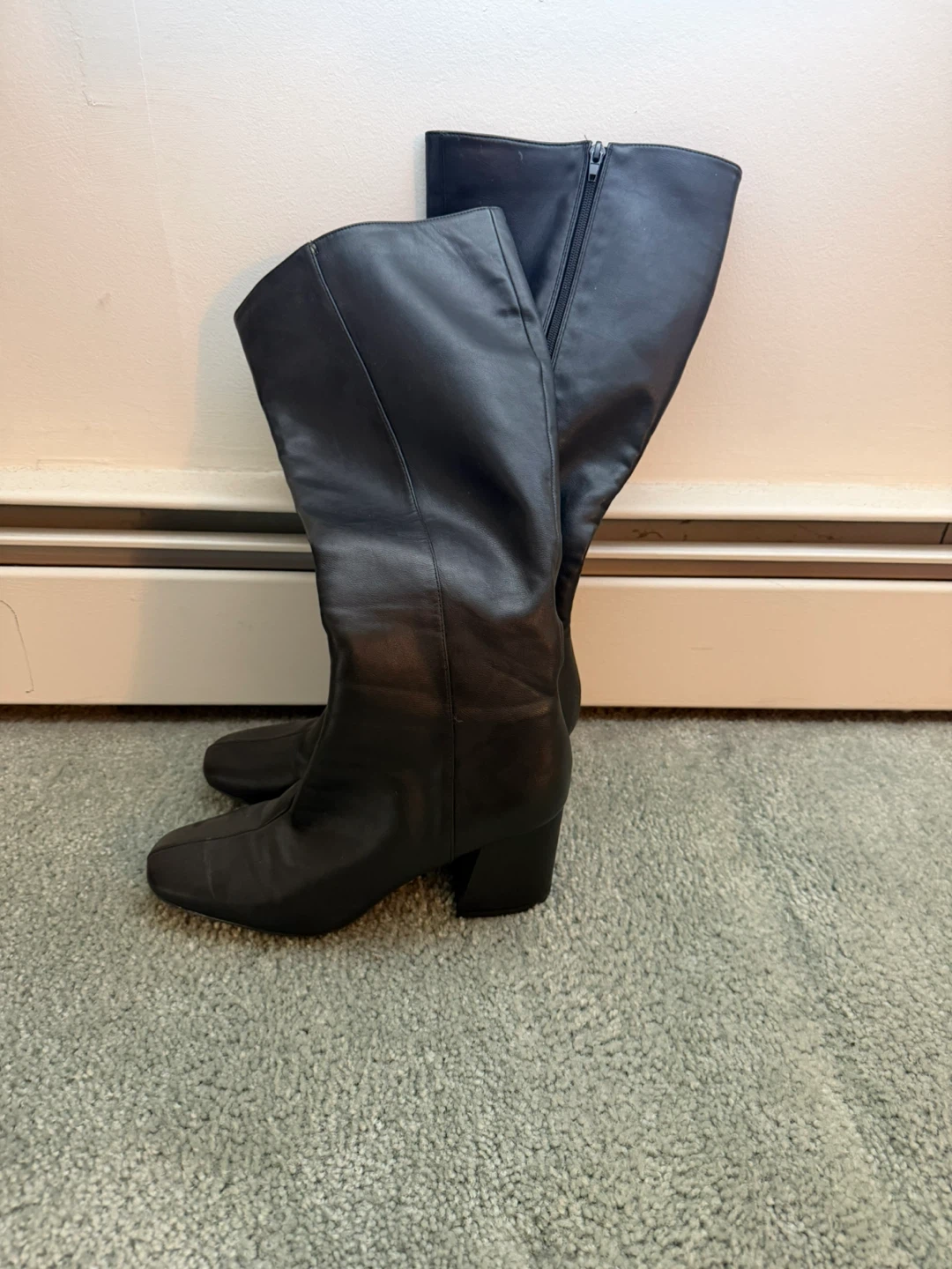 Black Knee-High Leather Boots