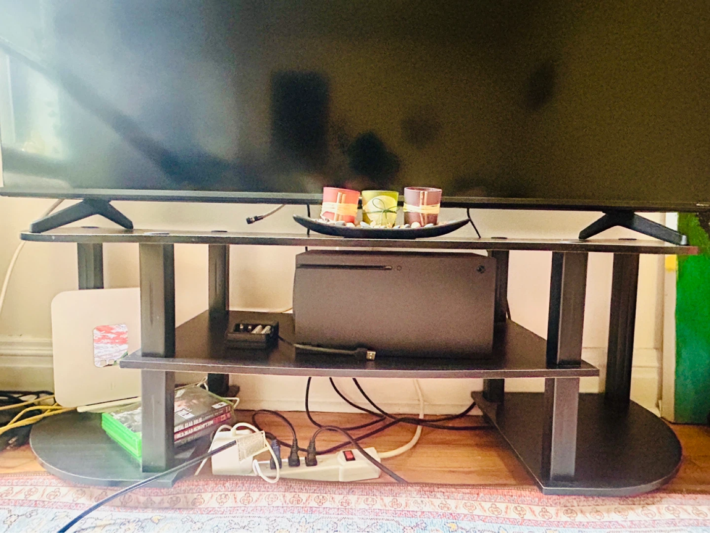 TV Stand with Shelves - Black