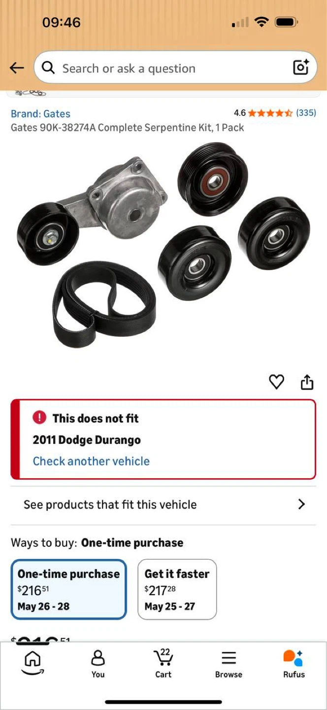 GATES 90K38274B Serpentine Belt Drive Component Kit