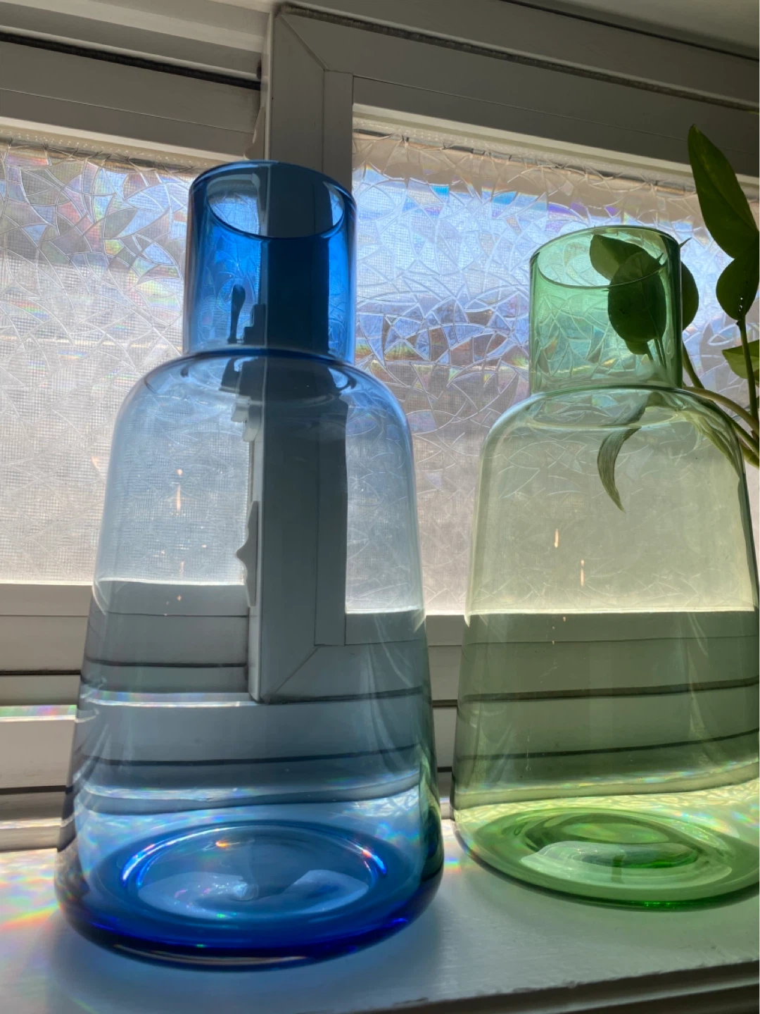 Glass Water Bottles Set - Blue and Green - photo 2