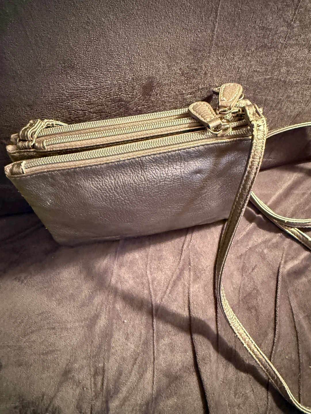 Small rose gold Faux Leather Crossbody Purse