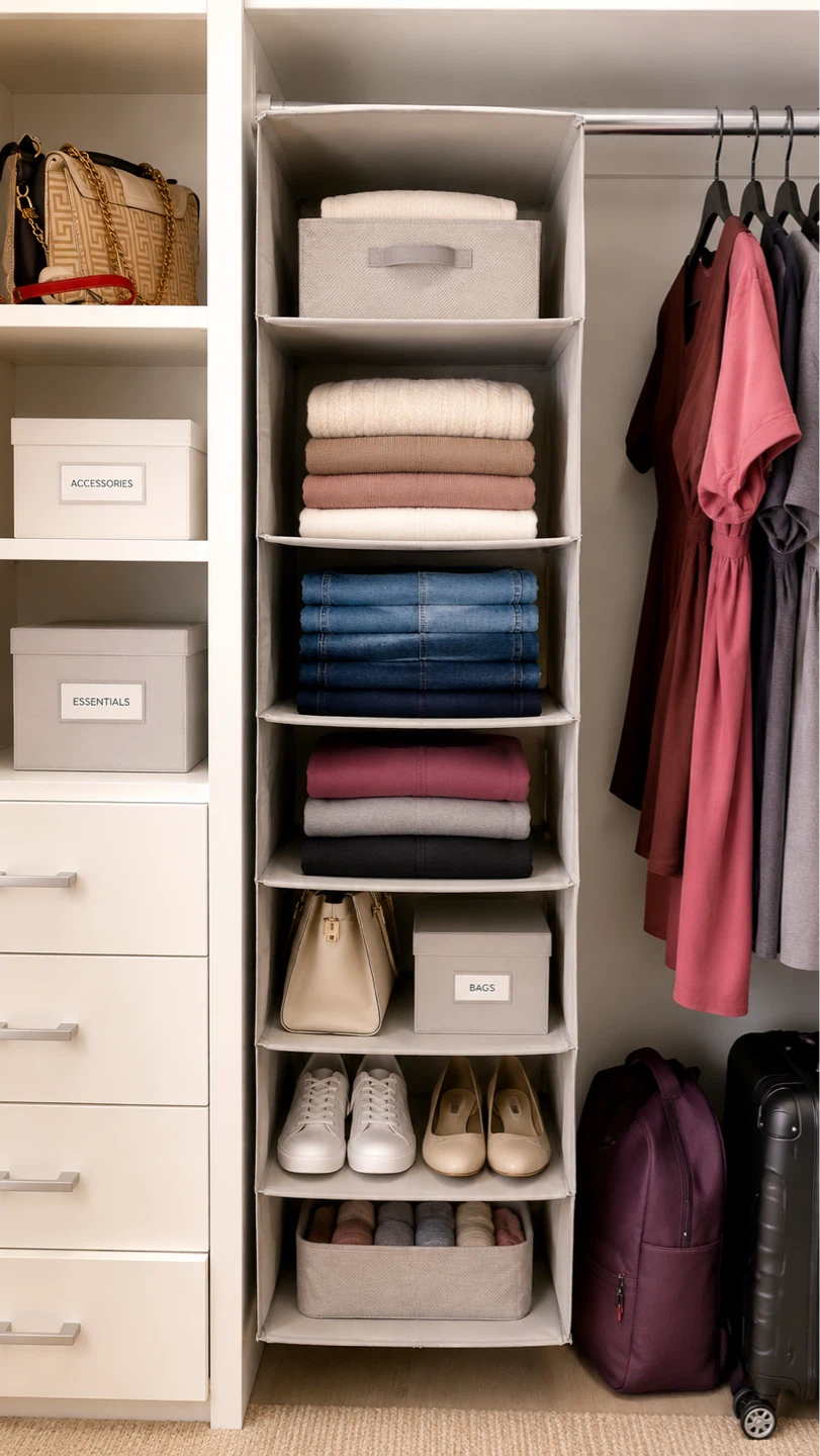2 Grey Hanging Closet Organizer Shelf - photo 2