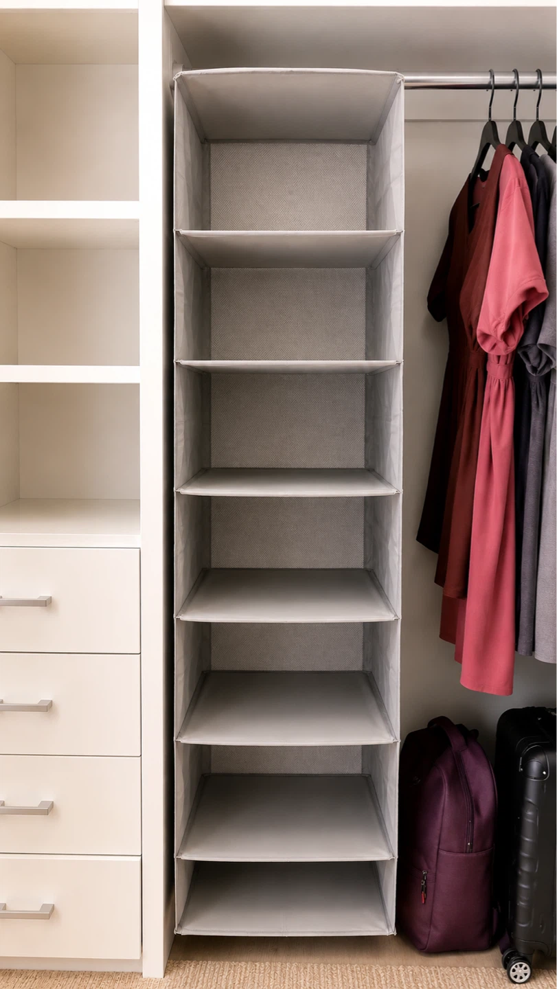 2 Grey Hanging Closet Organizer Shelf