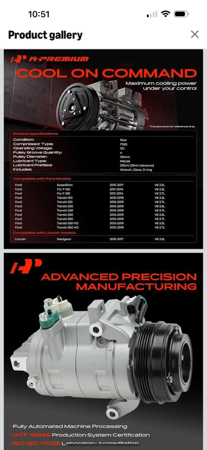 A-Premium AC Compressor with Clutch for Ford & Lincoln 🔥 - photo 2