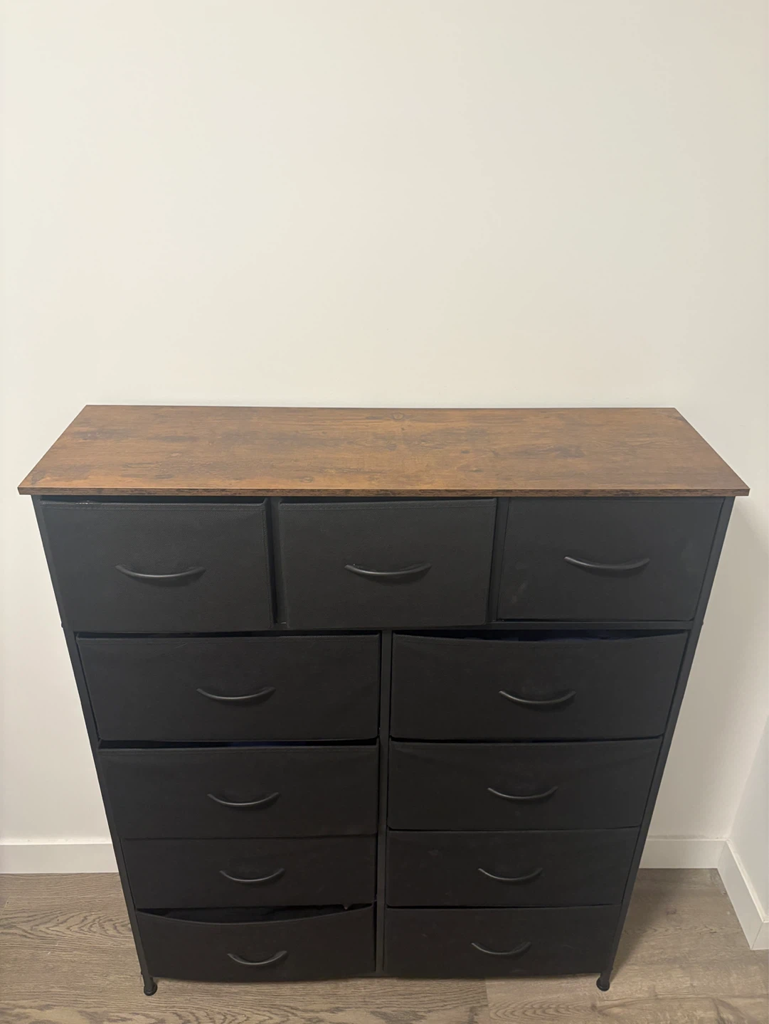 Black Fabric Drawer Dresser with Wood Top - photo 2