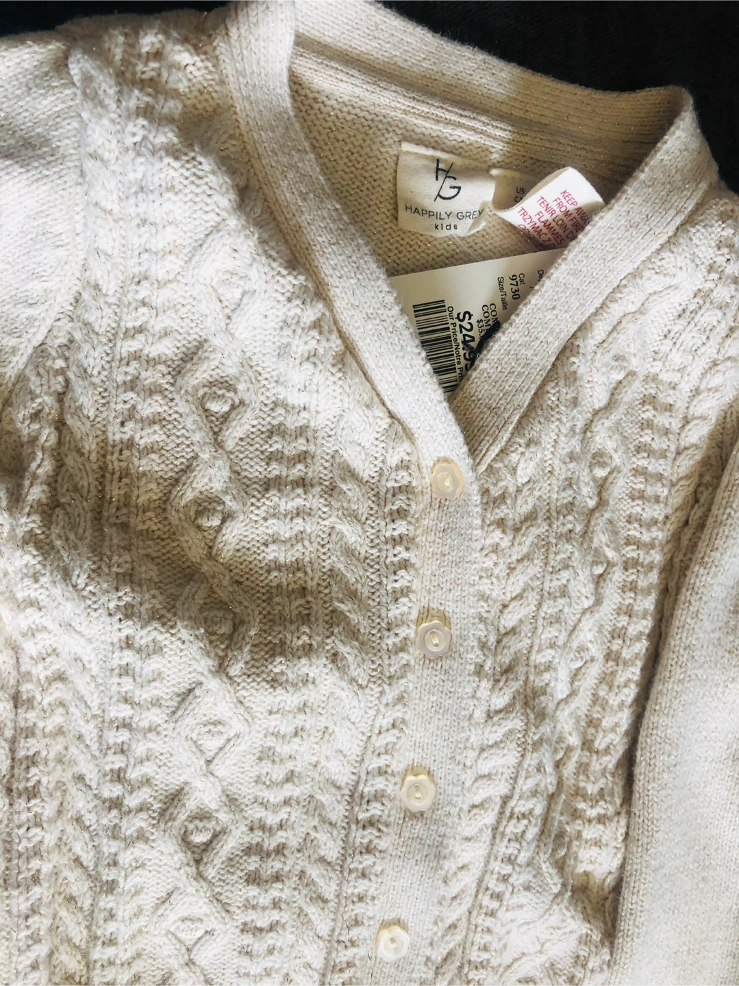 Happily Grey Kids Cream Cable Knit Cardigan & Floral Skirt Set - photo 5