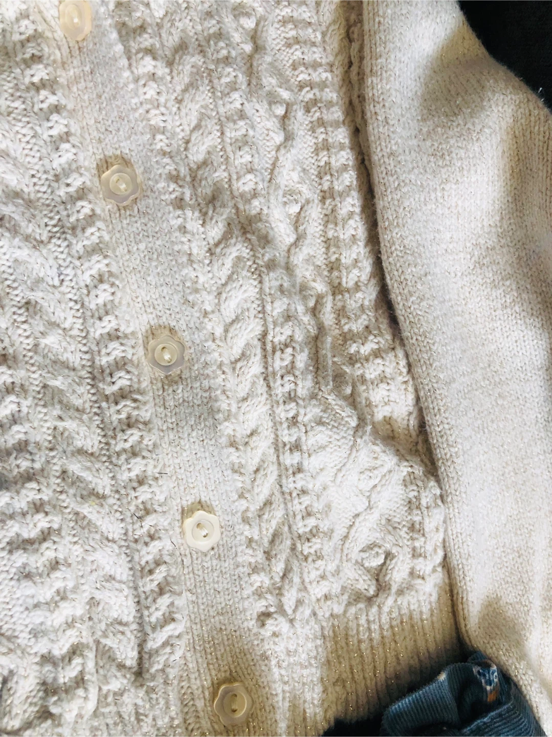 Happily Grey Kids Cream Cable Knit Cardigan & Floral Skirt Set - photo 4