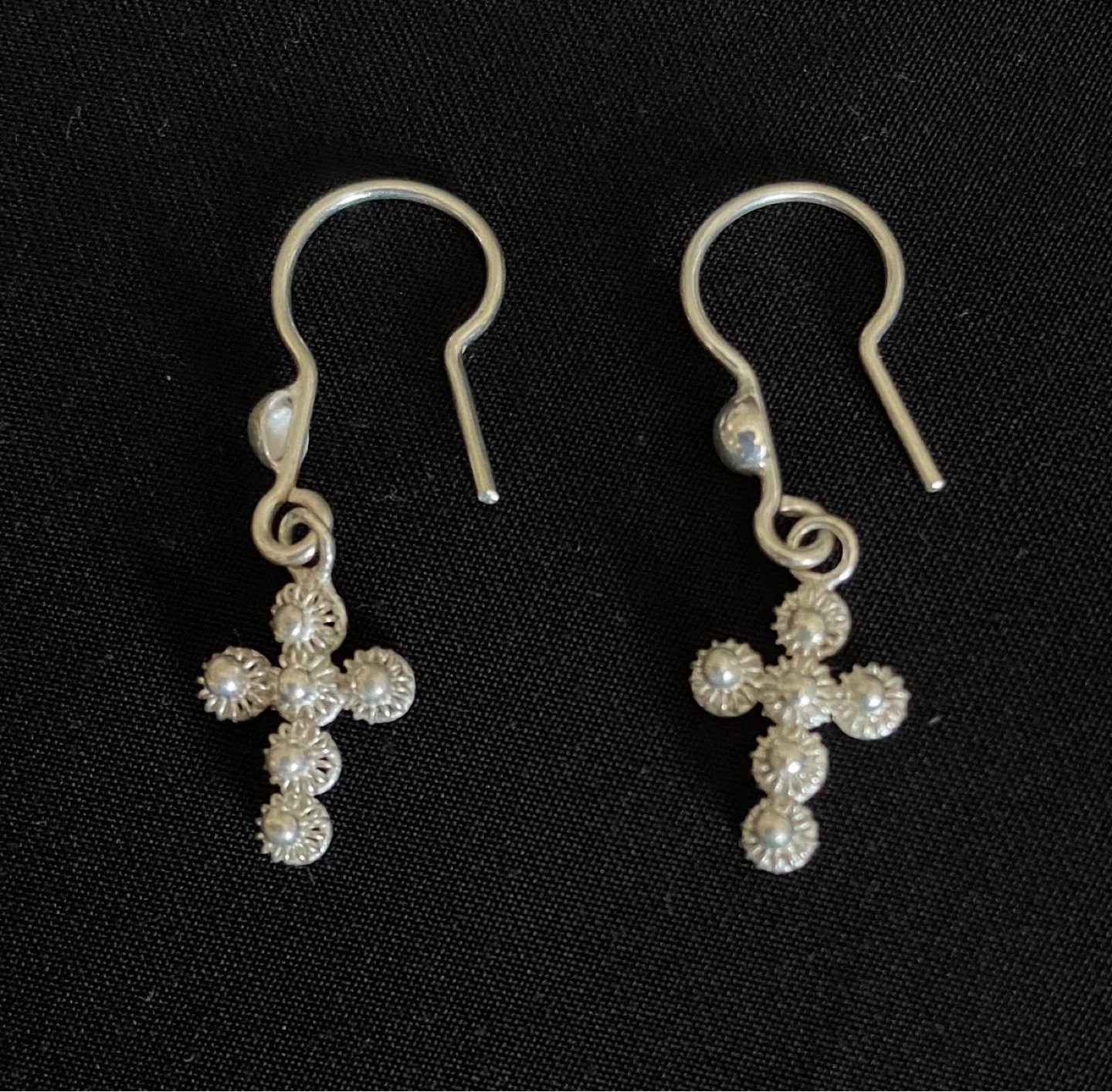 Silver Cross Dangle Earrings