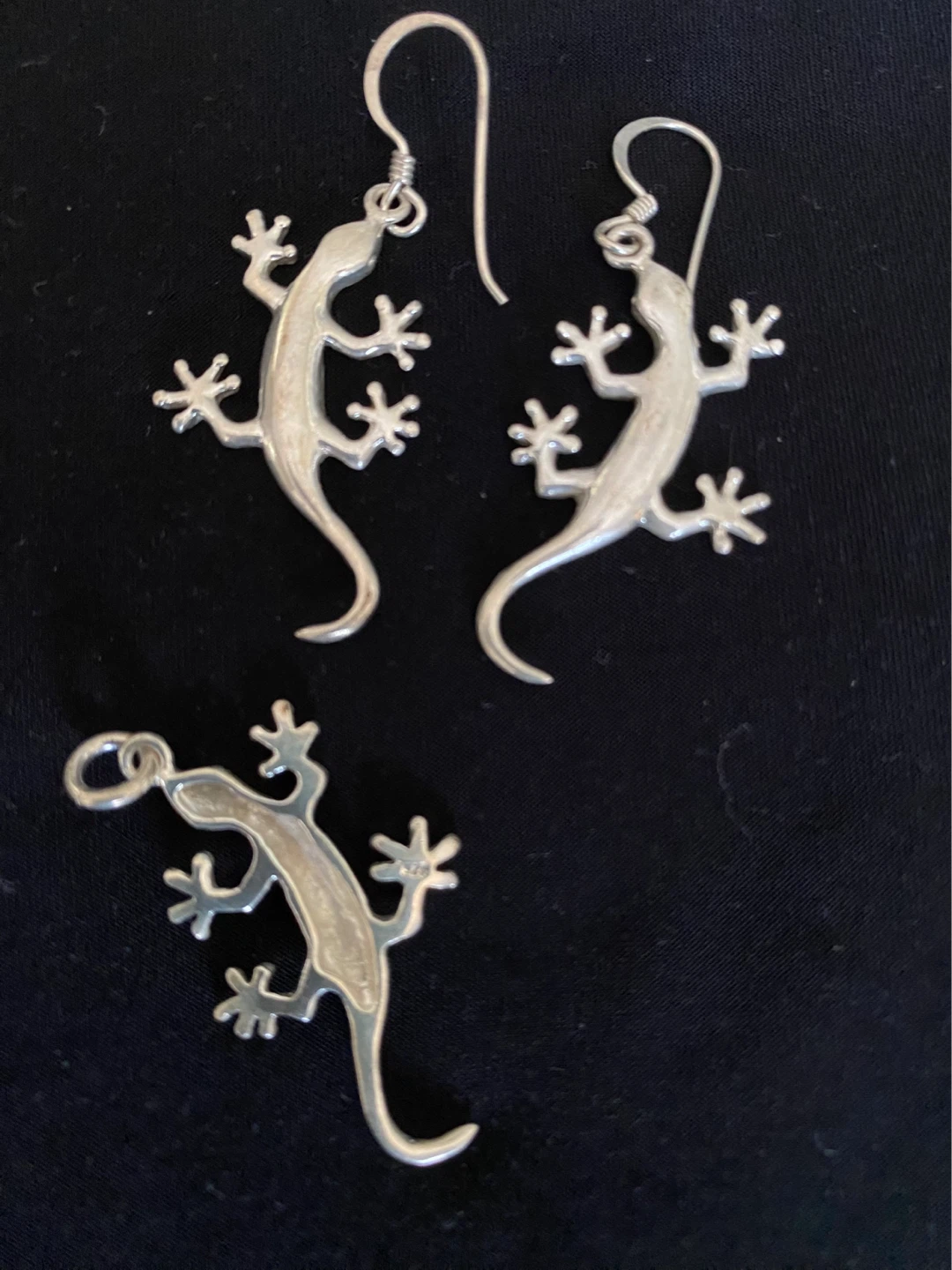 Sterling Silver Gecko Earrings and Pendant Set - photo 4