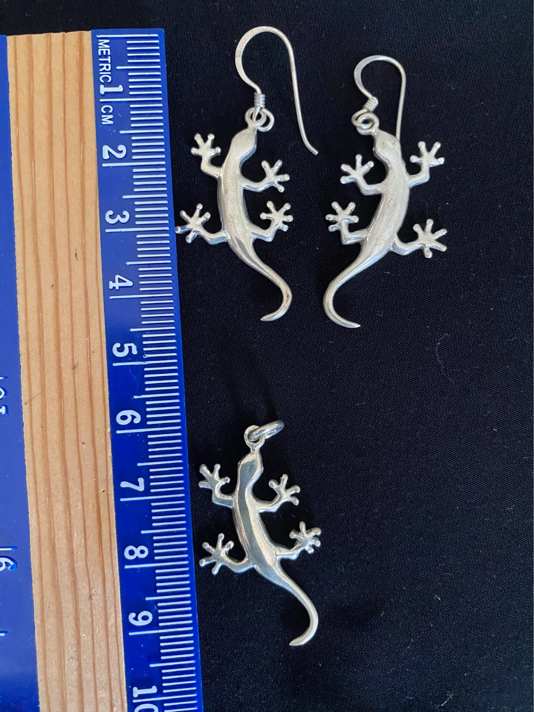 Sterling Silver Gecko Earrings and Pendant Set - photo 2