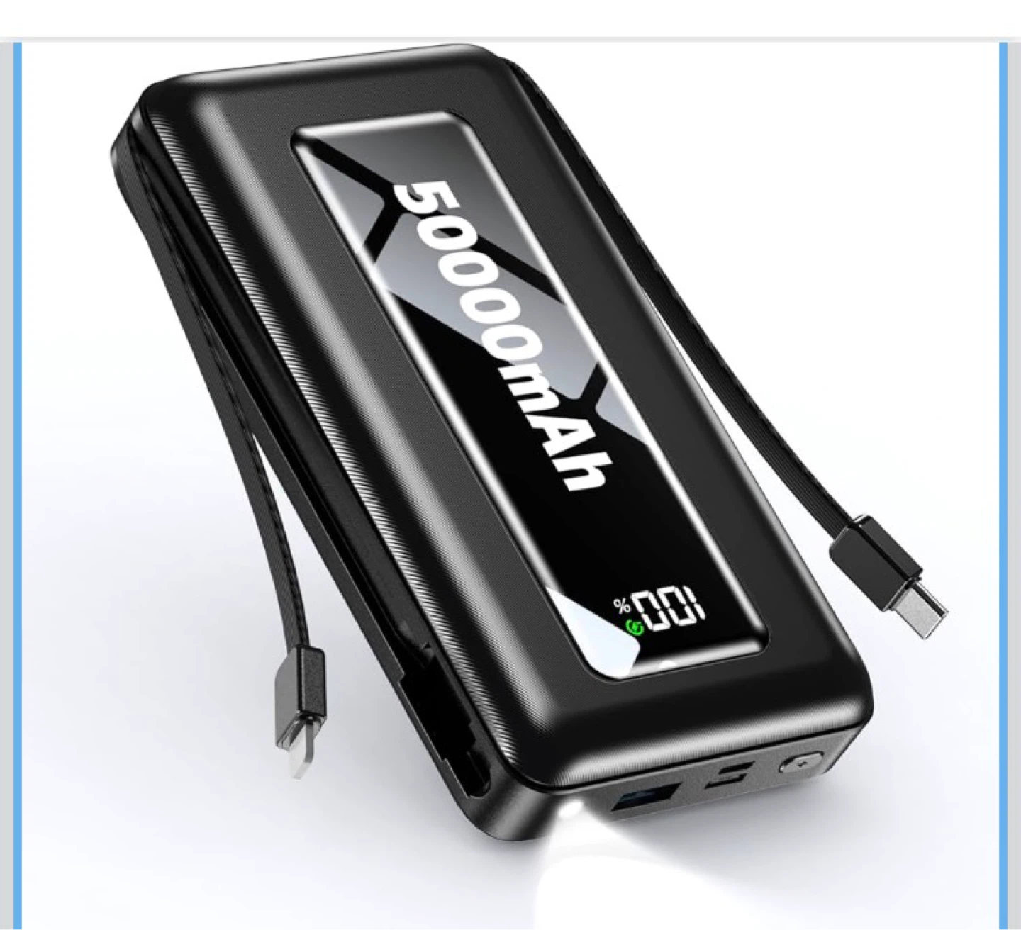 50000mAh Portable Power Bank with Built-in Cables