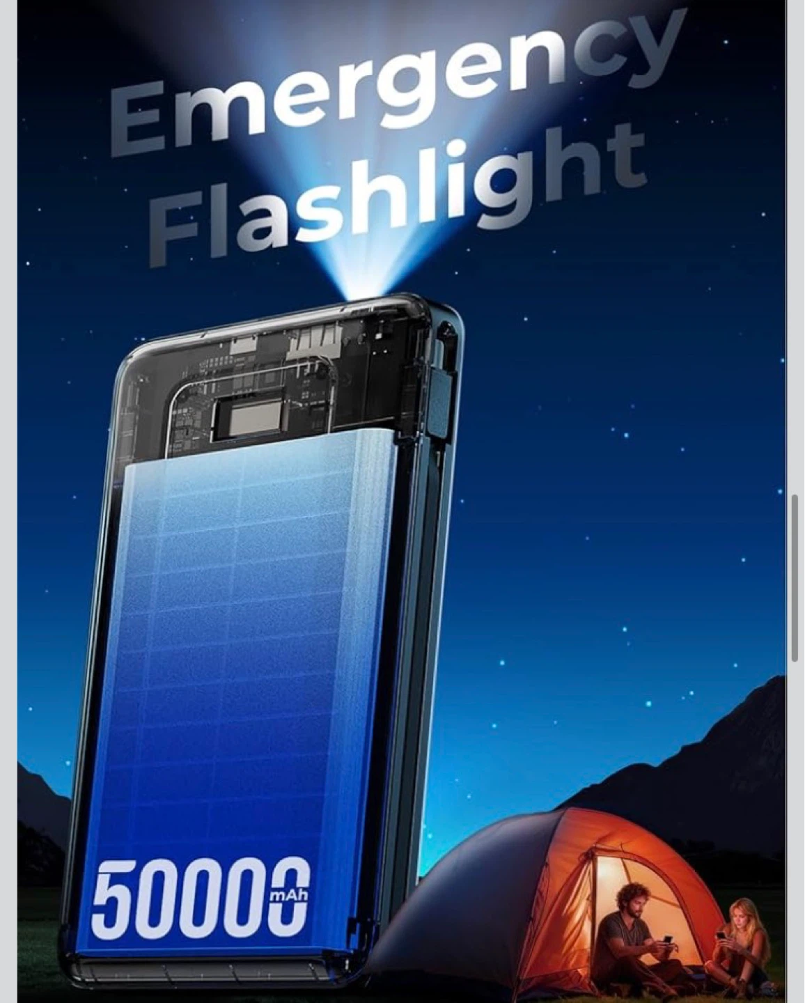 50000mAh Portable Power Bank with Built-in Cables - photo 5