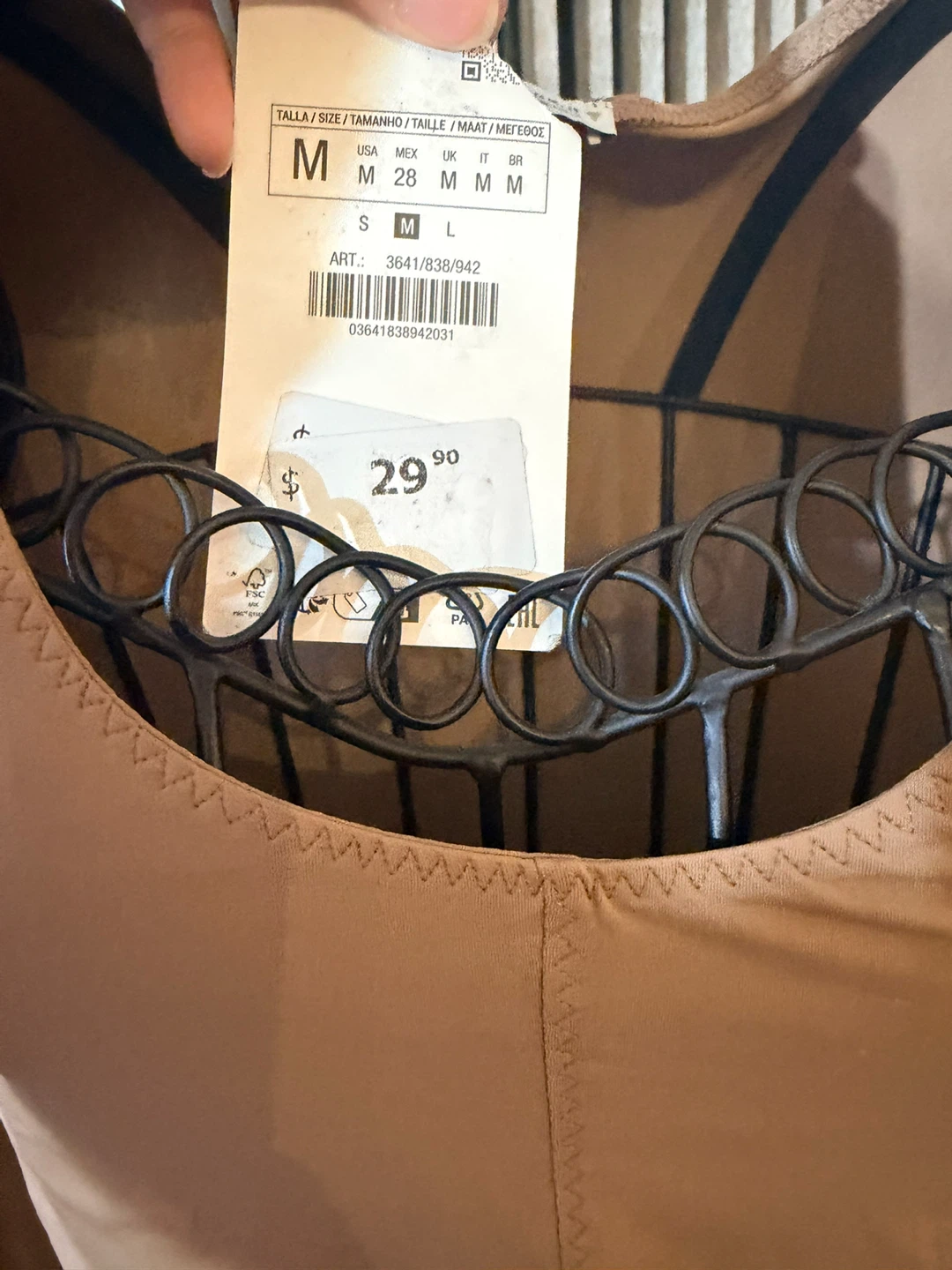 Zara Long Sleeve Bodysuit - Tan - Size M