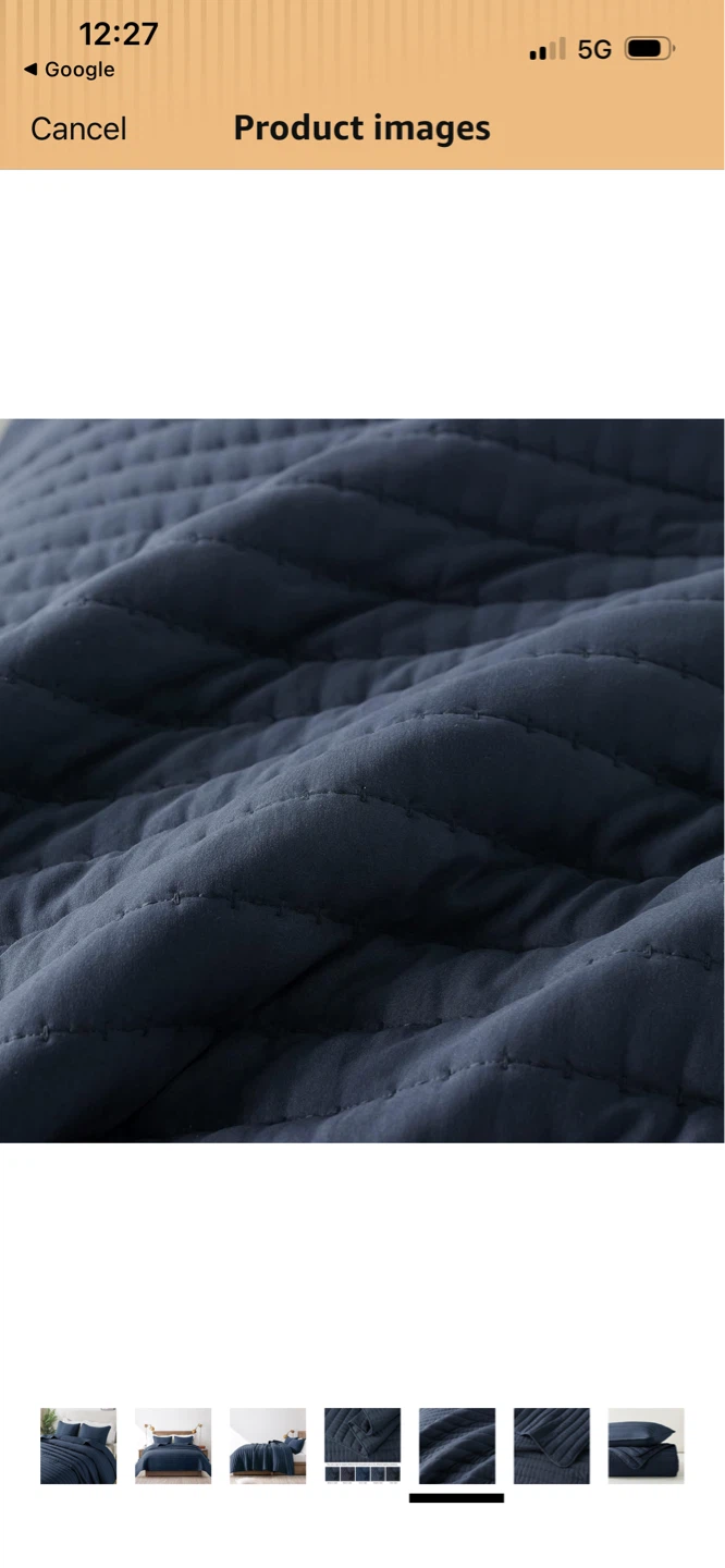 Navy Blue Quilted Bedspread Set California King Size - photo 5