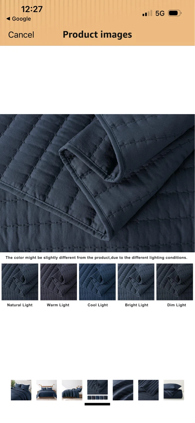 Navy Blue Quilted Bedspread Set California King Size - photo 4