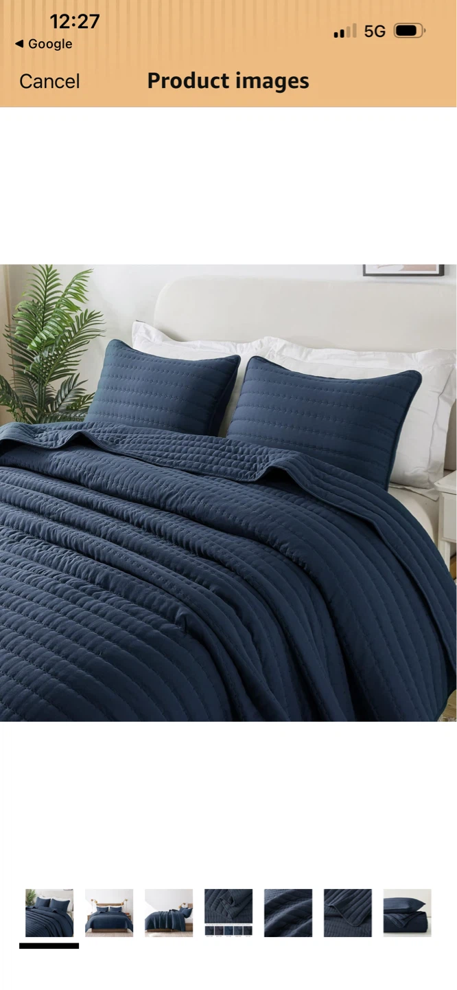 Navy Blue Quilted Bedspread Set California King Size