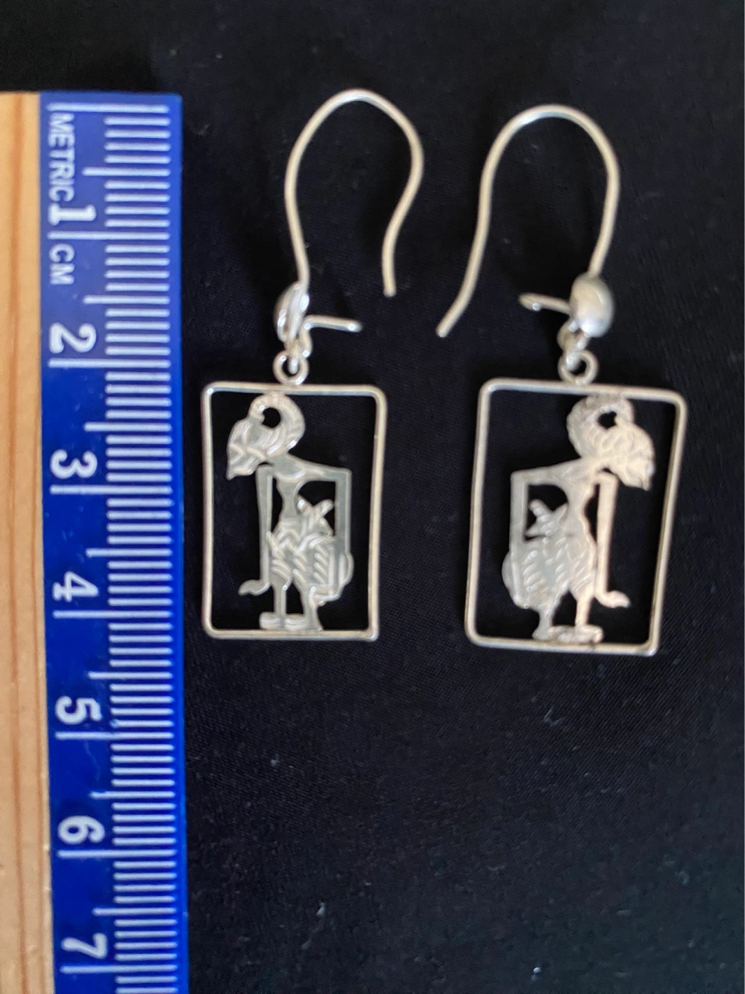 Silver Wayang Kulit Style Dangle Earrings - photo 2