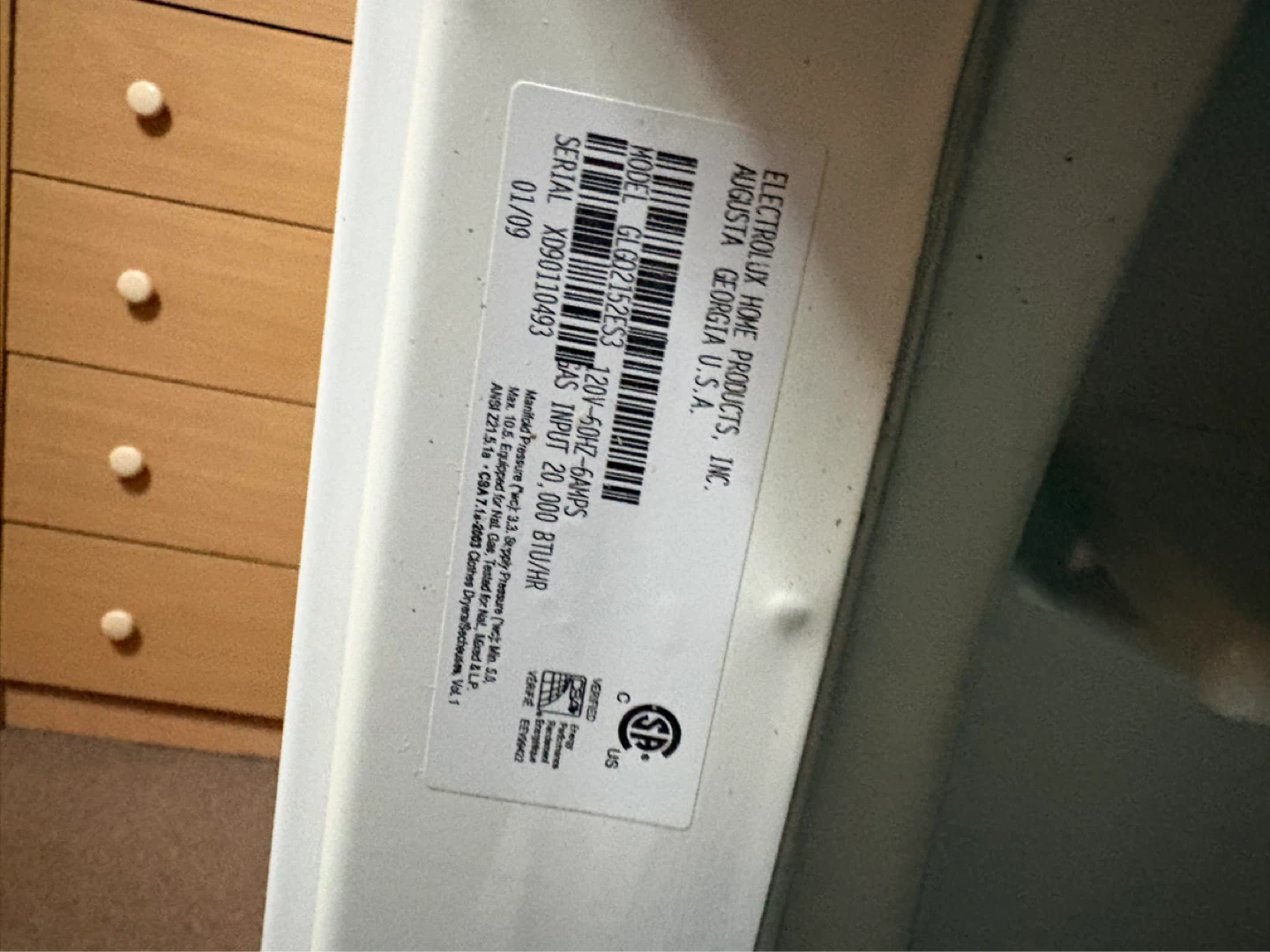Frigidaire Gas Dryer GLG2132ES3 - photo 3