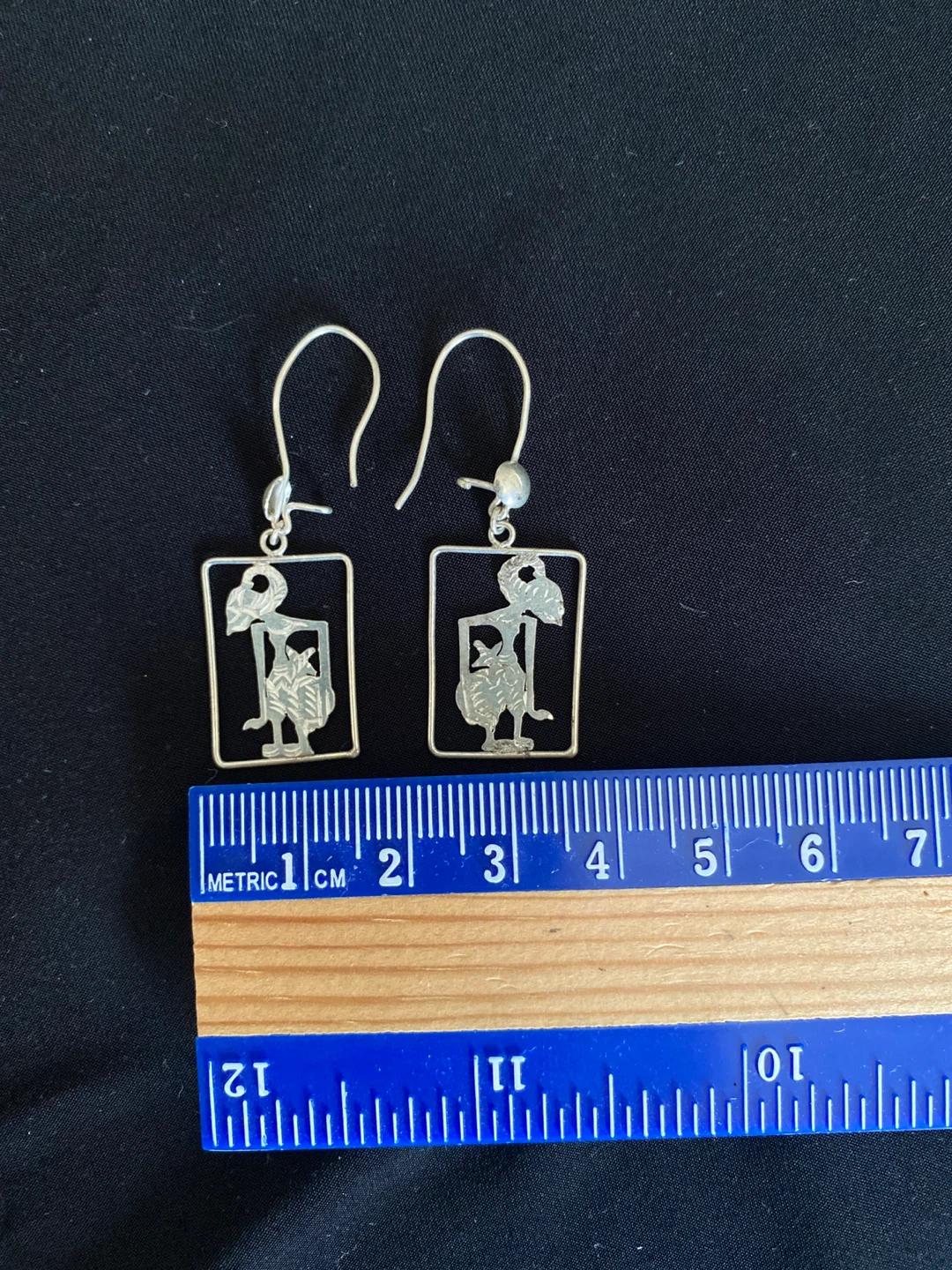 Silver Wayang Kulit Style Dangle Earrings - photo 3