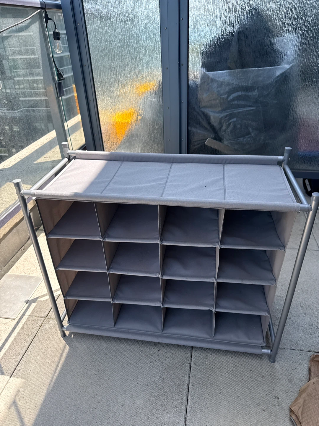 Grey Fabric 16-Cube Storage Organizer