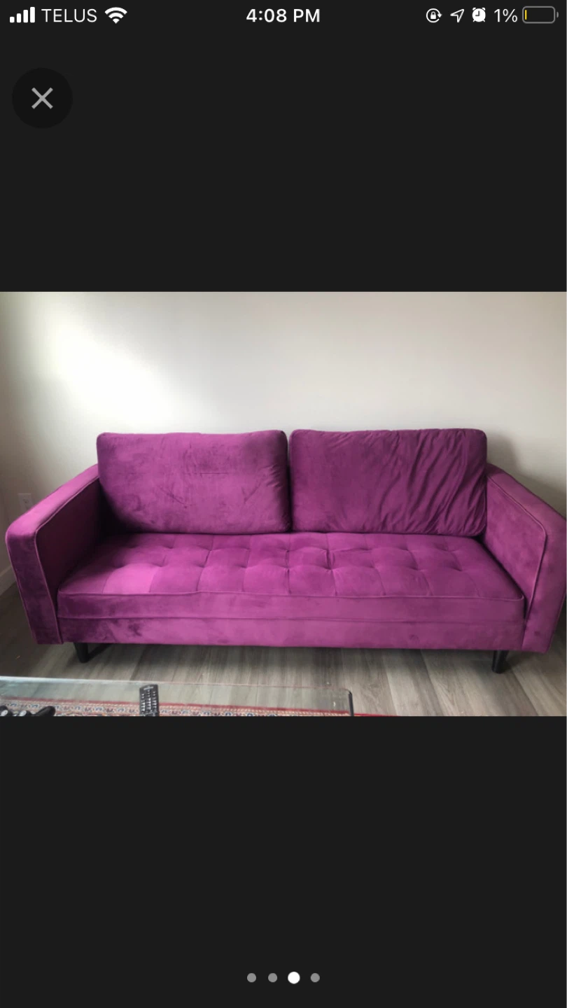 Purple Velvet Sofa - photo 2