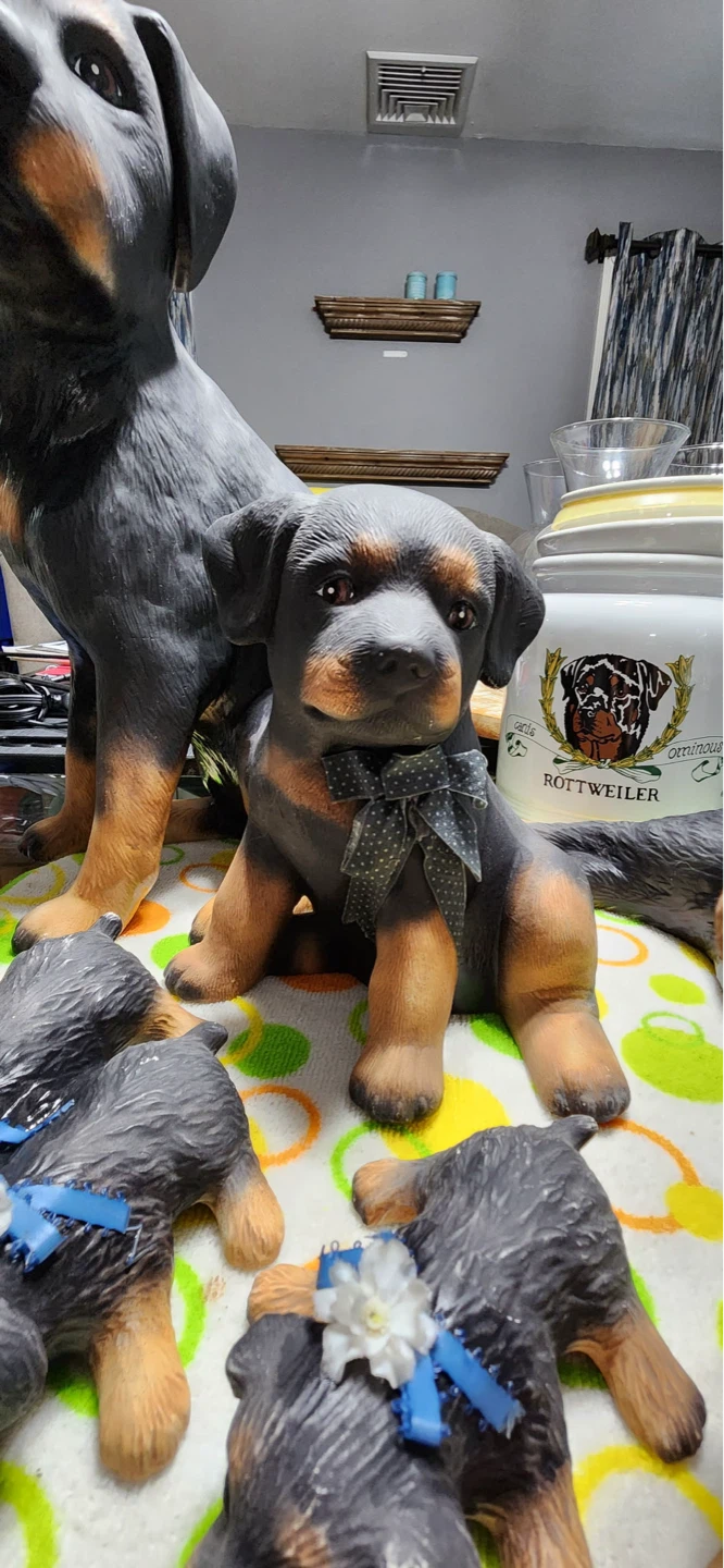 Rottweiler Dog Figurines (Set of 7) + cookie jar - photo 4