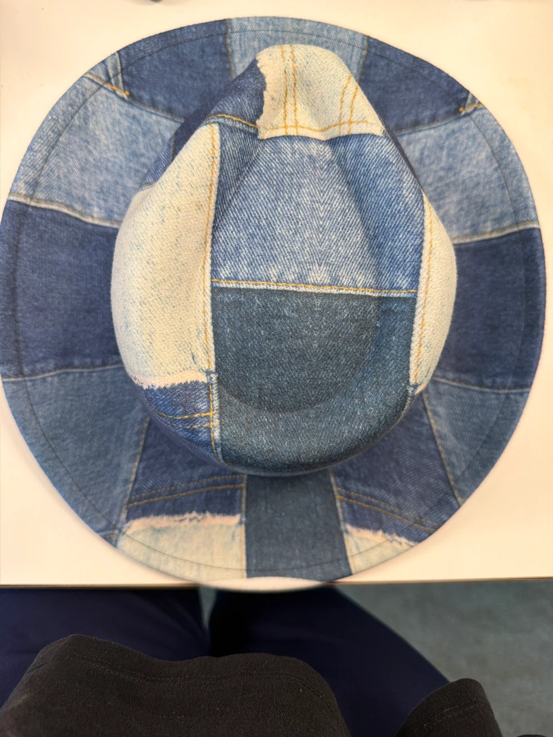 Patchwork Denim Bucket cow girl Hat