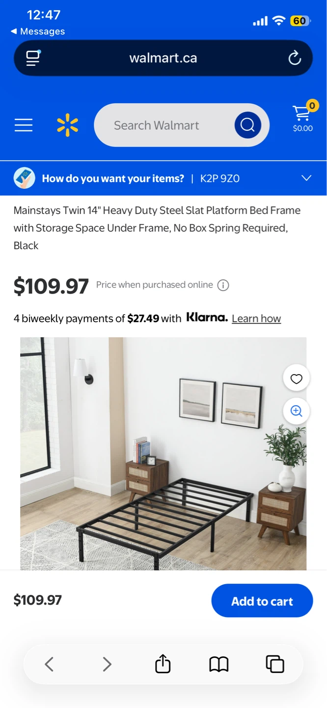 Black Steel Twin Platform Bed Frame