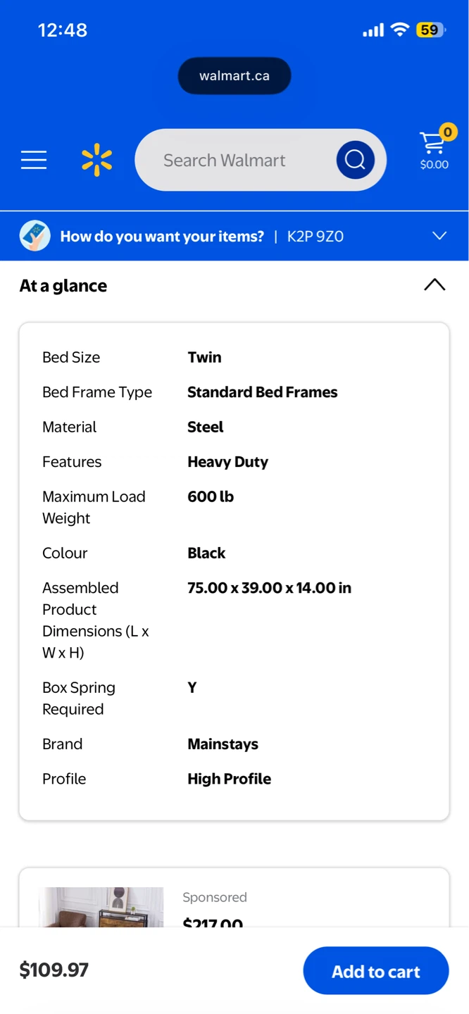 Black Steel Twin Platform Bed Frame - photo 3