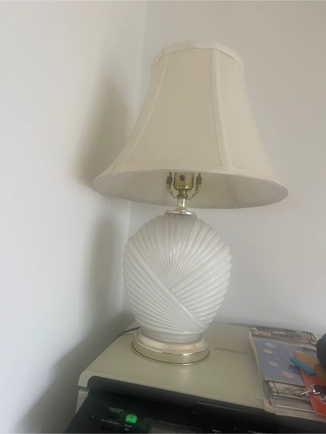 Table Lamp - White Swirl Ceramic