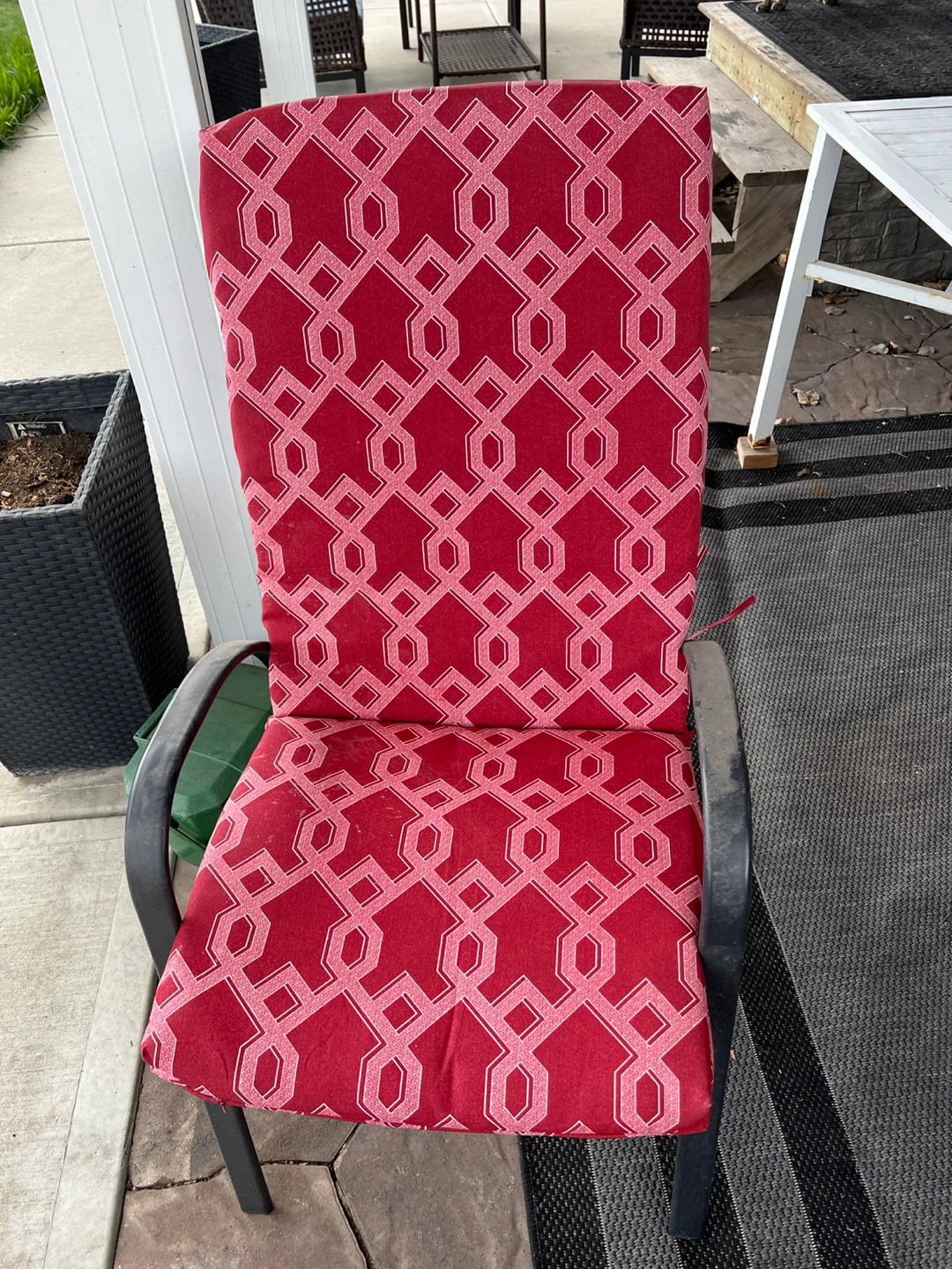 Red Lattice Patio Chair Cushion
