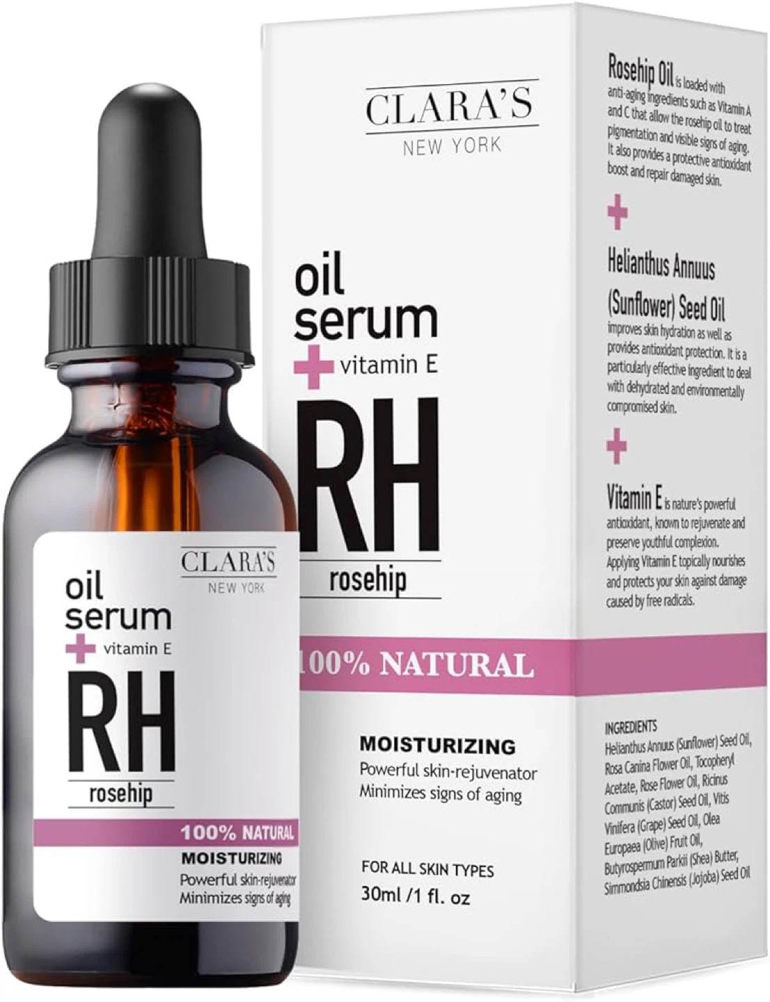 New CLARA'S NEW YORK Oil Serum with Vitamin E and Rosehip - 30ml