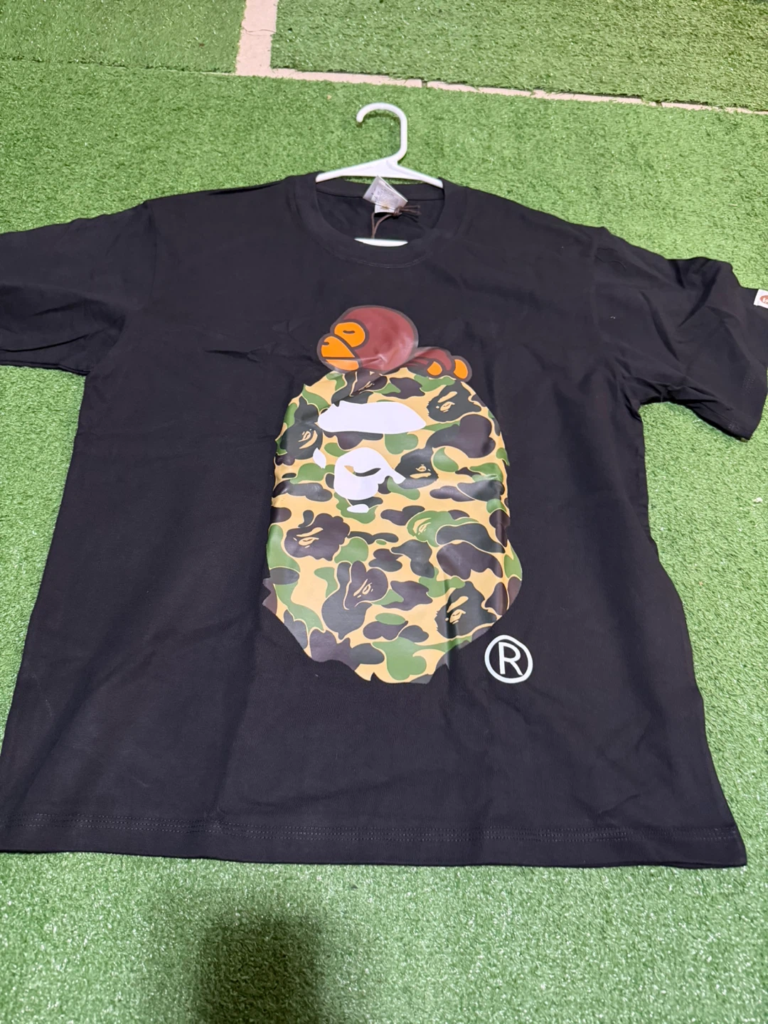 A Bathing Ape BAPE Black Camo Ape Head T-Shirt Size M