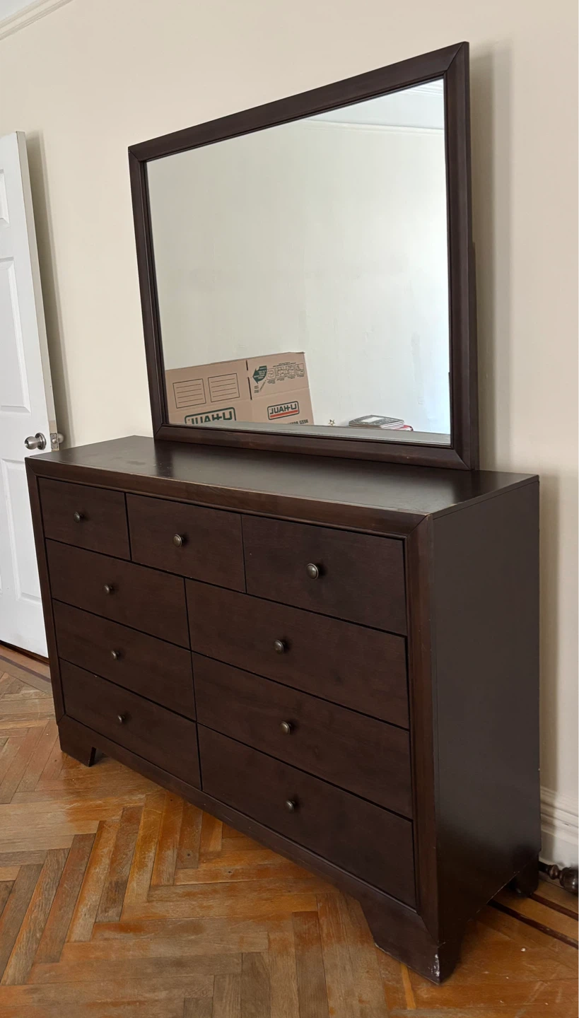Dark Wood Dresser with Mirror - photo 4