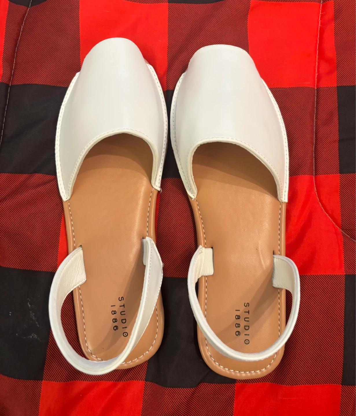 Studio 1886 White Slingback Flats - Size 8