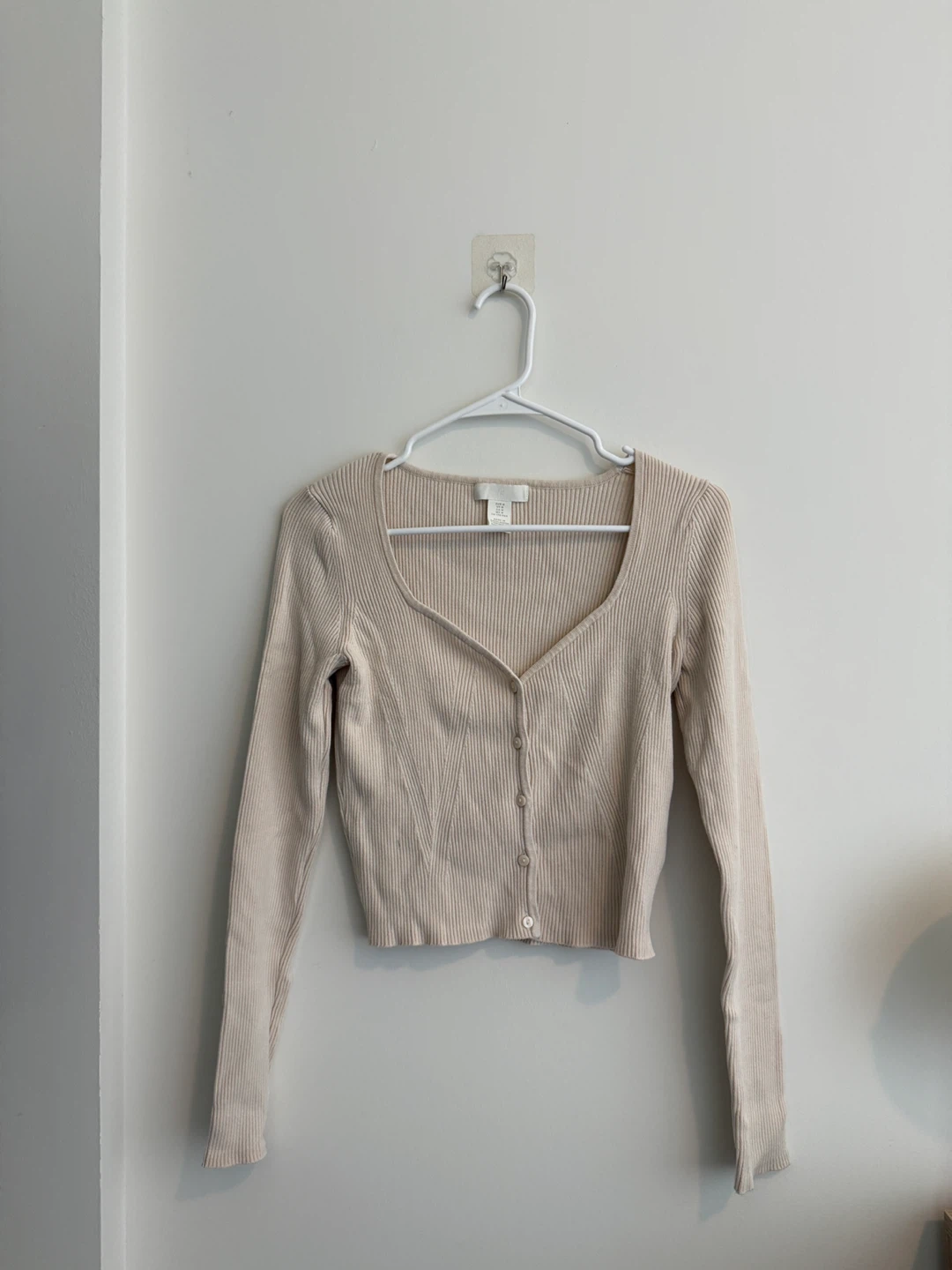 H&M Ribbed Button-Up Cardigan - Cream size M