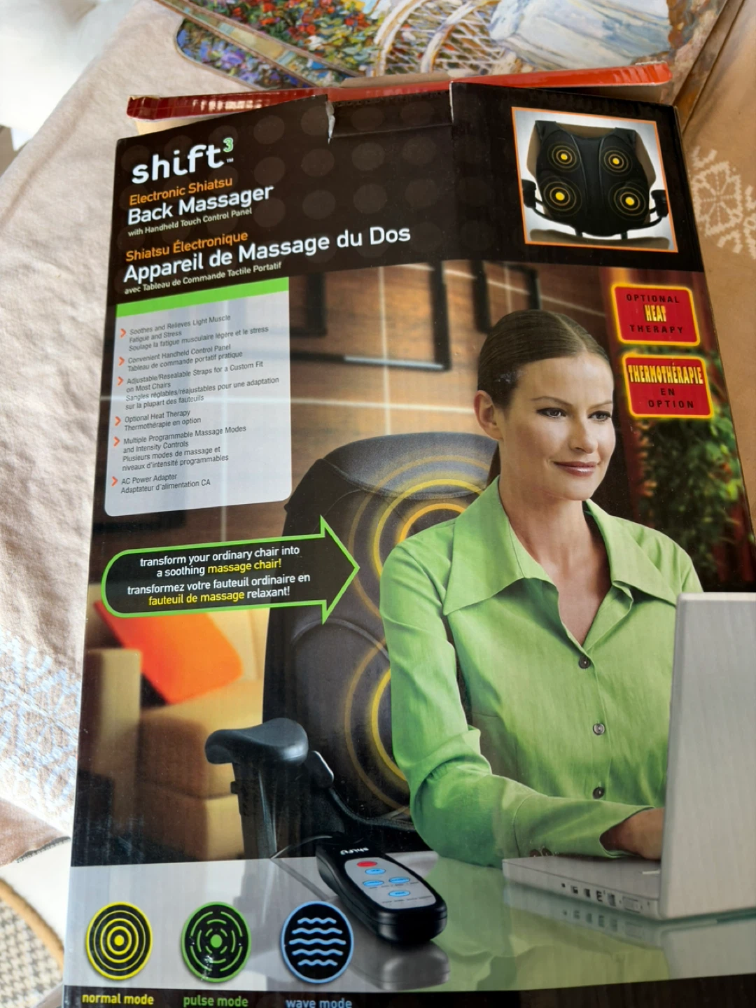 Shift 3 Shiatsu Back Massager with Handheld Control Panel