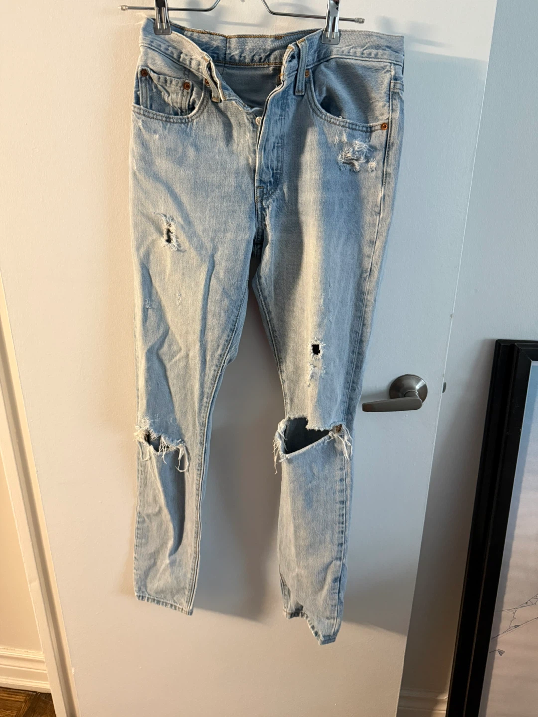 Levi's 501 Jeans Light Wash Distressed Denim